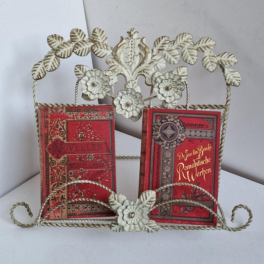 brocante book keeper holder Cook marriage photo painting cast iron vintage old