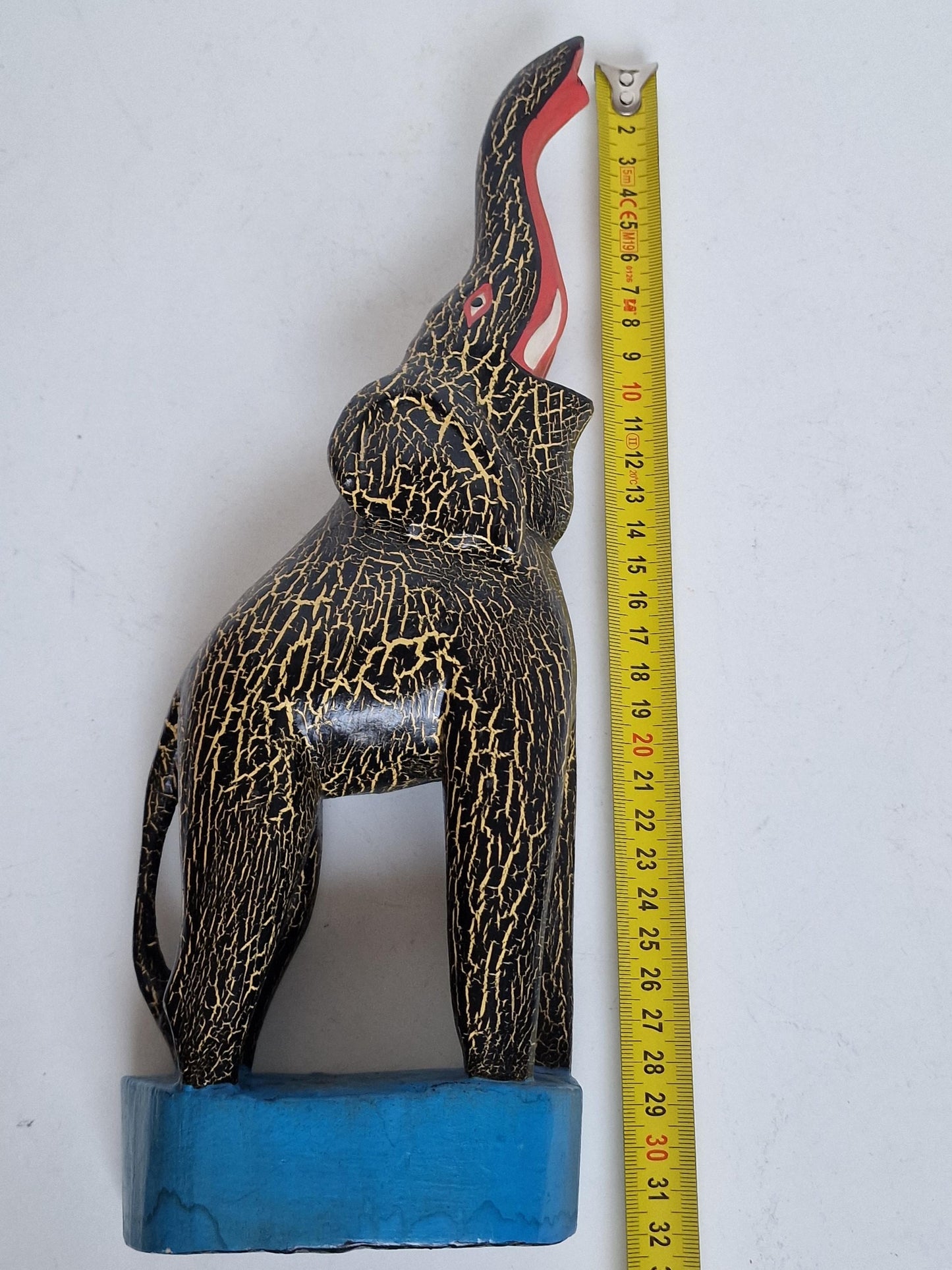 paper mache laughing elephant, funny vintage object figure, india