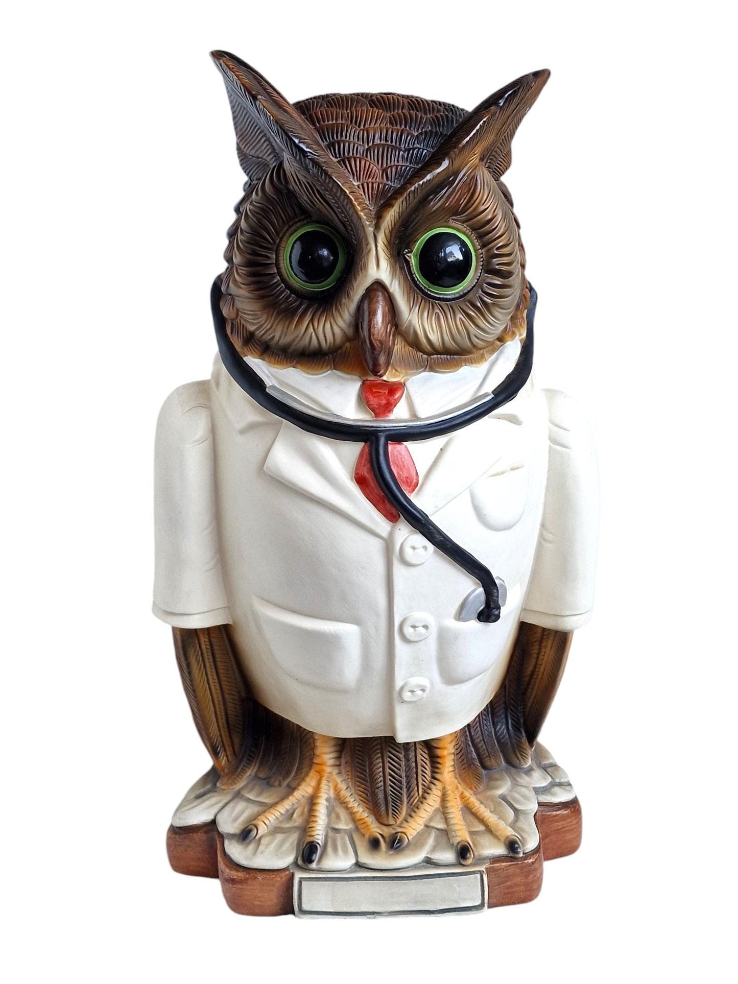 Vintage Ceramic Owl Piggy Bank - Doctor Gift, 46cm