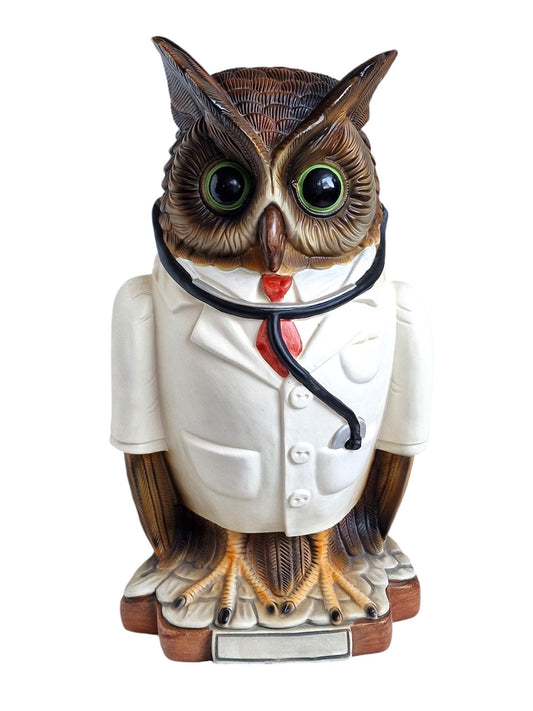 Vintage Ceramic Owl Piggy Bank - Doctor Gift, 46cm
