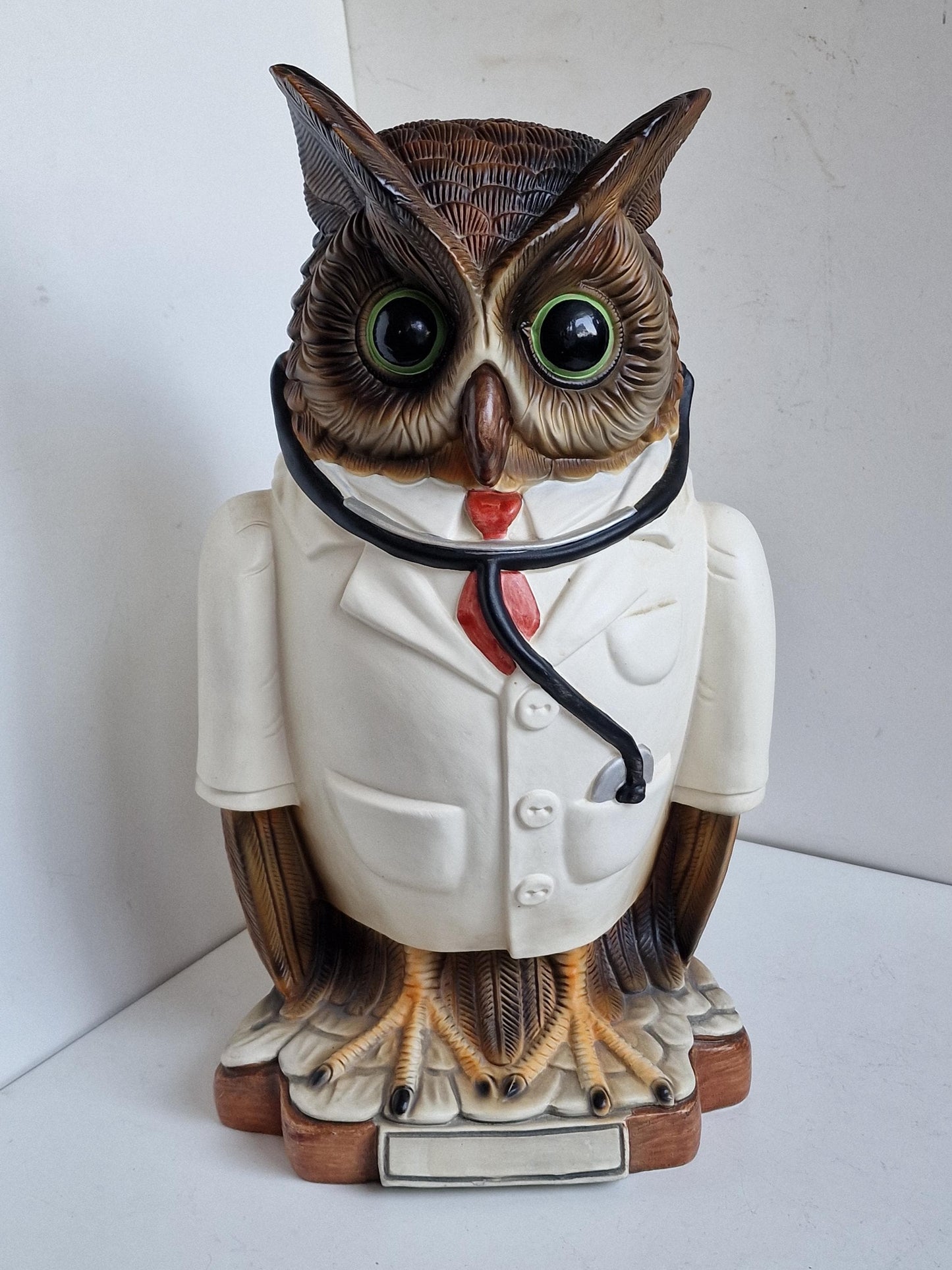 Vintage Ceramic Owl Piggy Bank - Doctor Gift, 46cm