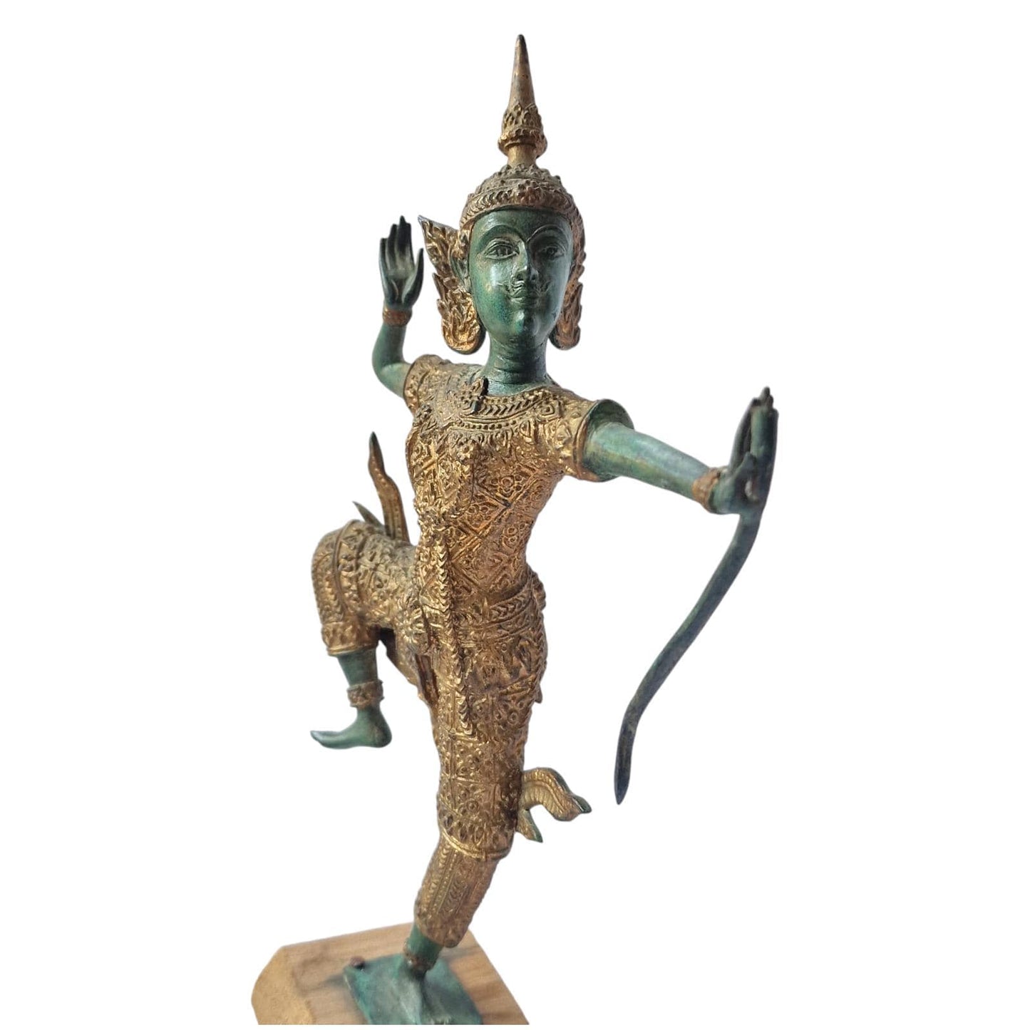 Thai Bronze Deity Figurine, Antique Temple Dancer Statue
