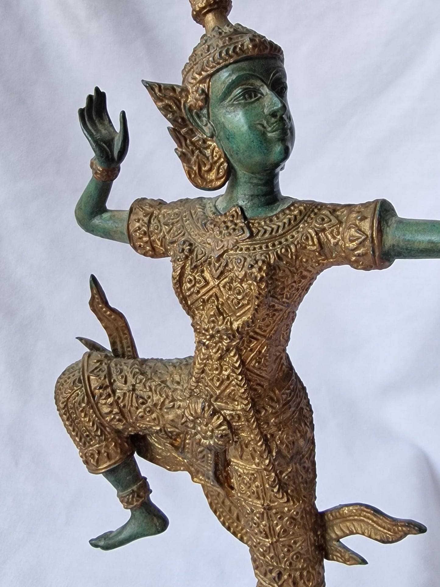 Thai Bronze Deity Figurine, Antique Temple Dancer Statue