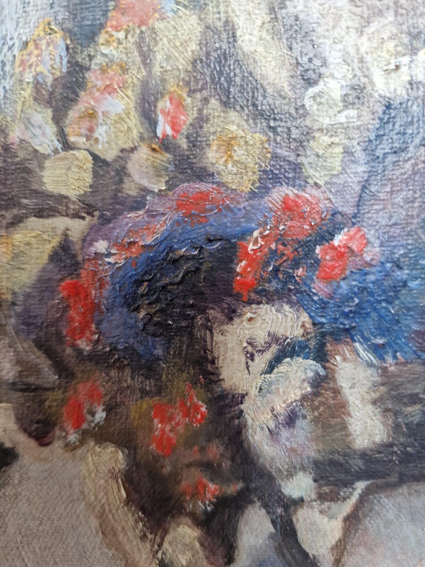 XL Framed Still Life Oil Painting on Canvas, Signed Dutch Art