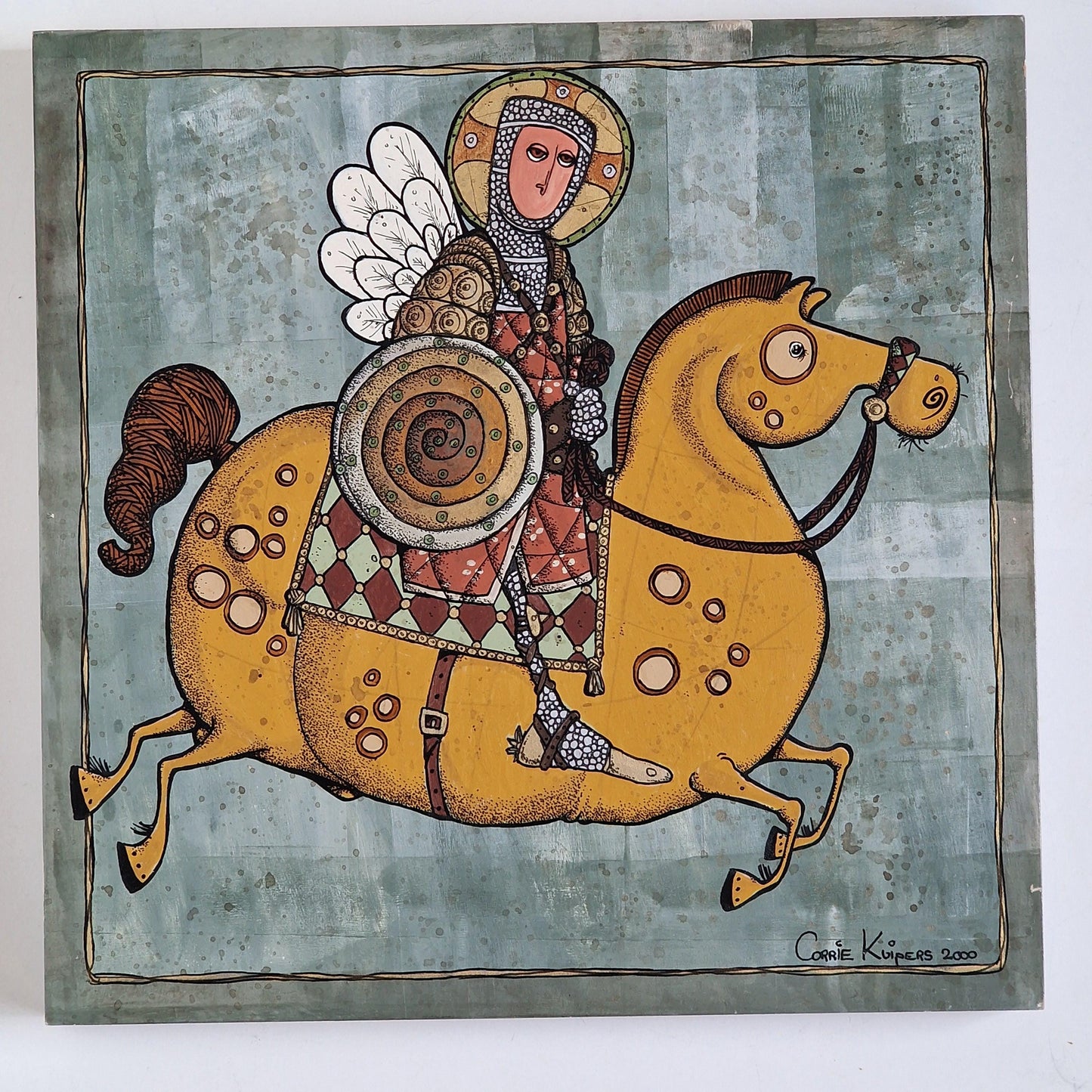 St George Knight Painting, Corrie Kuipers, Naive Art