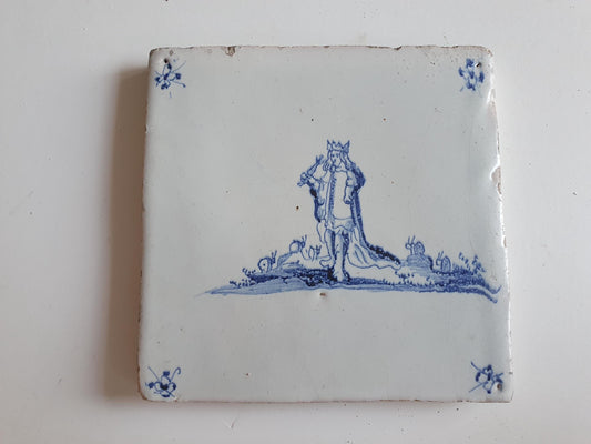 dutch antique tile, 17th century, king Rare !