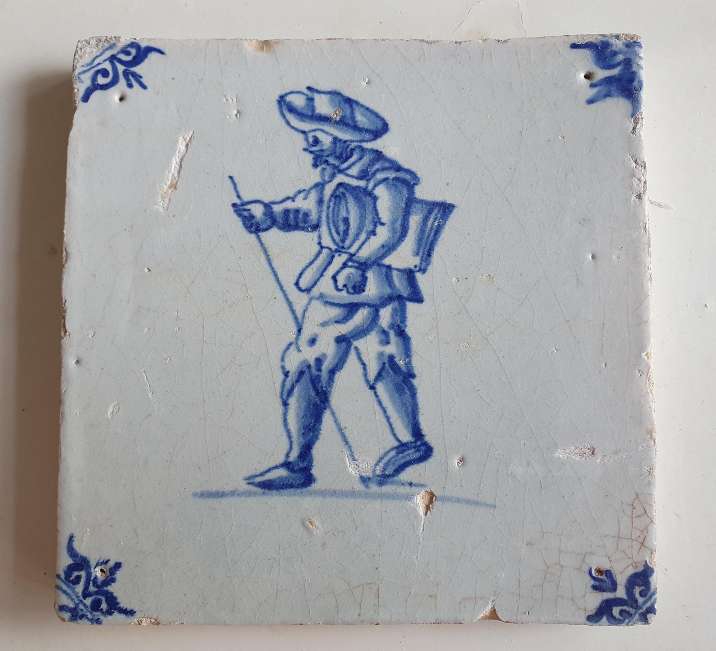 Dutch antique tile, 17th century, seller 1640