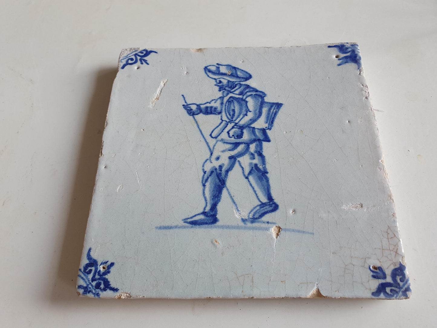 Dutch antique tile, 17th century, seller 1640