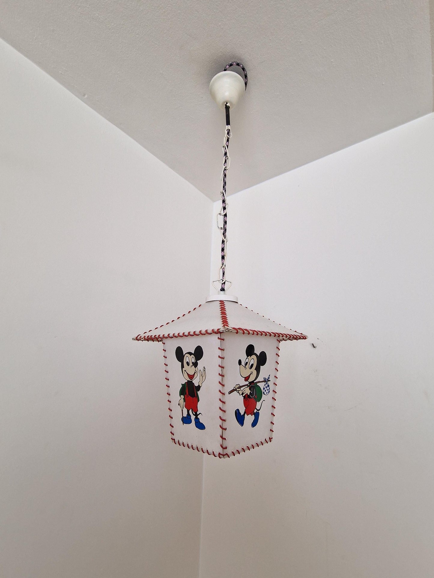 Vintage Mickey Mouse Ceiling Lamp, Walt Disney Collectible, 1950s German Pendant