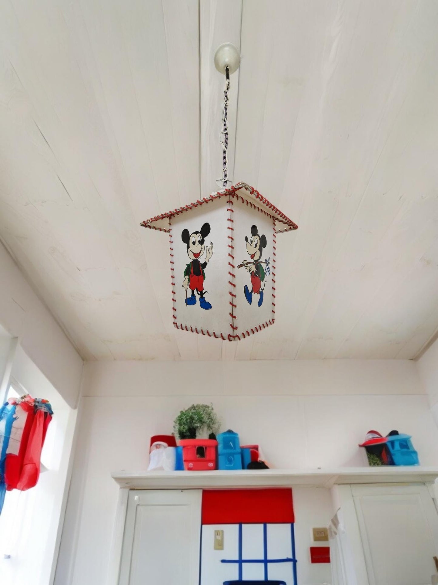 Vintage Mickey Mouse Ceiling Lamp, Walt Disney Collectible, 1950s German Pendant