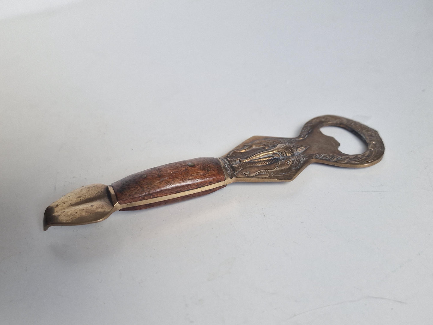 antique indian bottle opener, wood copper elephant adorable eyecather flesopener