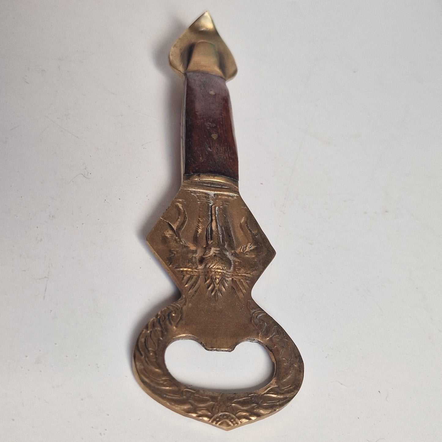 antique indian bottle opener, wood copper elephant adorable eyecather flesopener