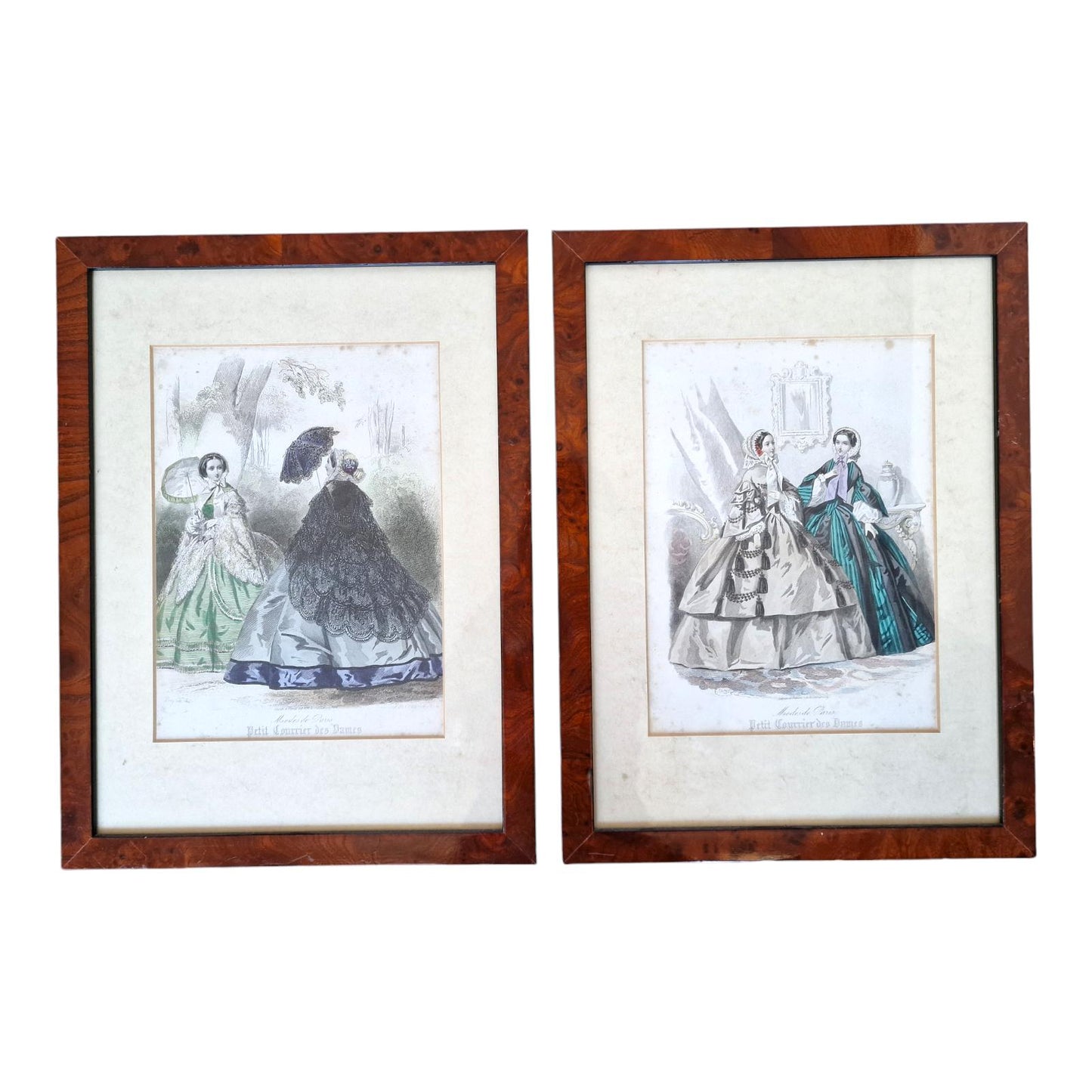 Antique Paris Fashion Engravings, Framed Set