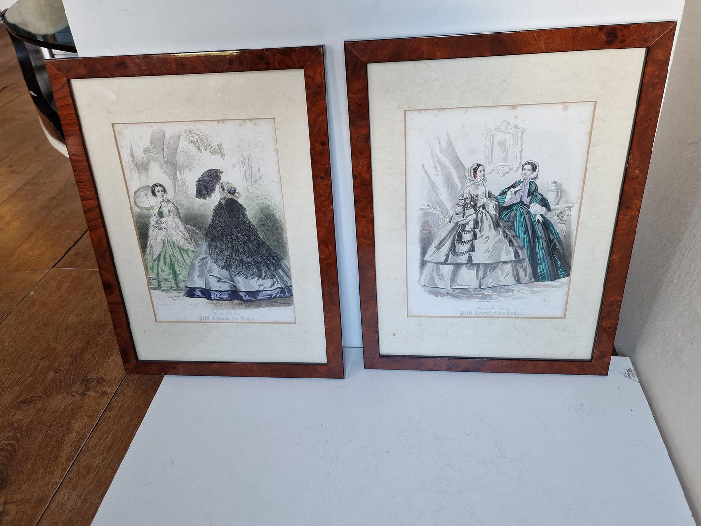 Antique Paris Fashion Engravings, Framed Set