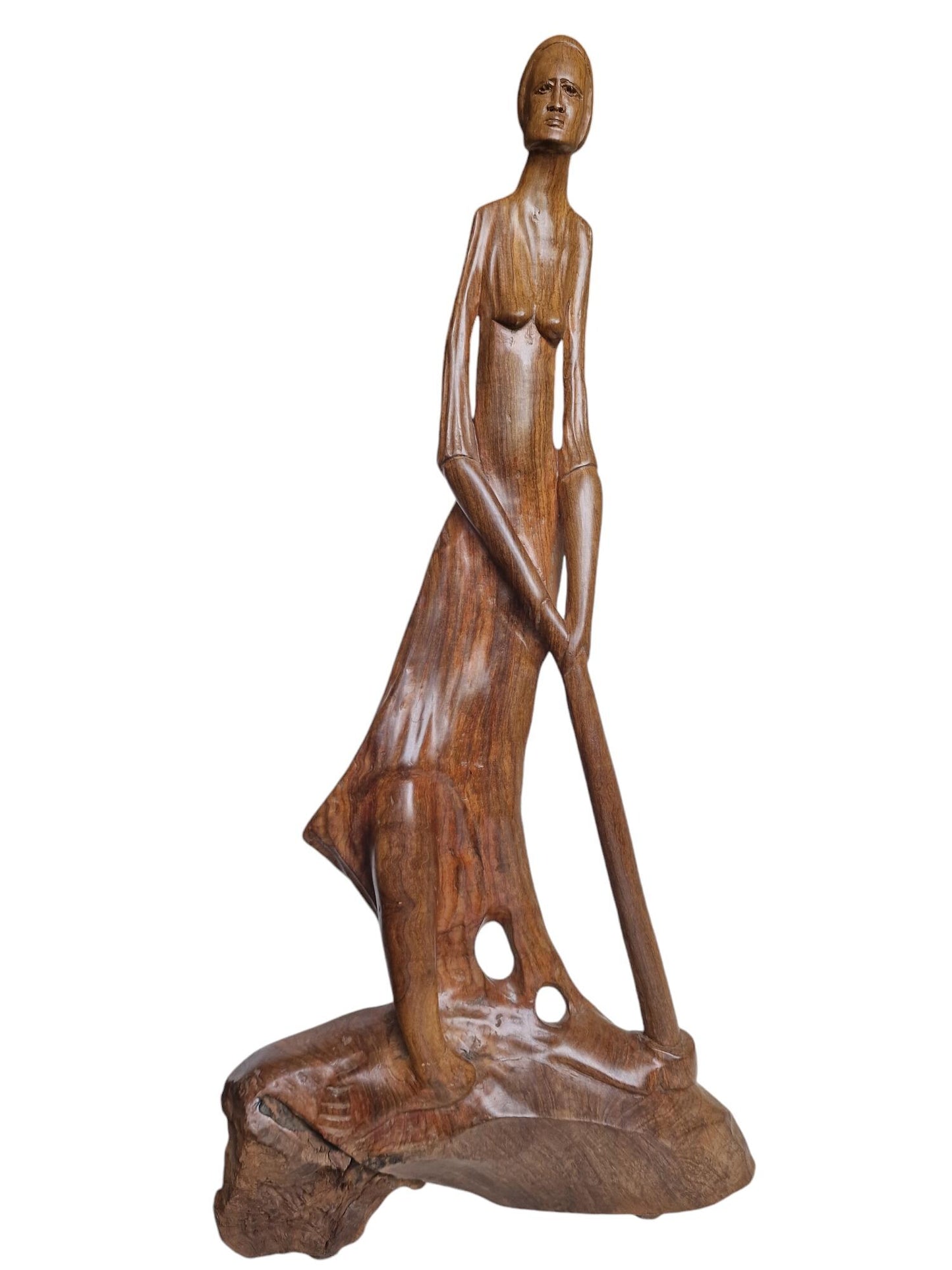 Signed Melodie nDimande Wood Carving – South African Figural Art (68cm XL Sculpture)