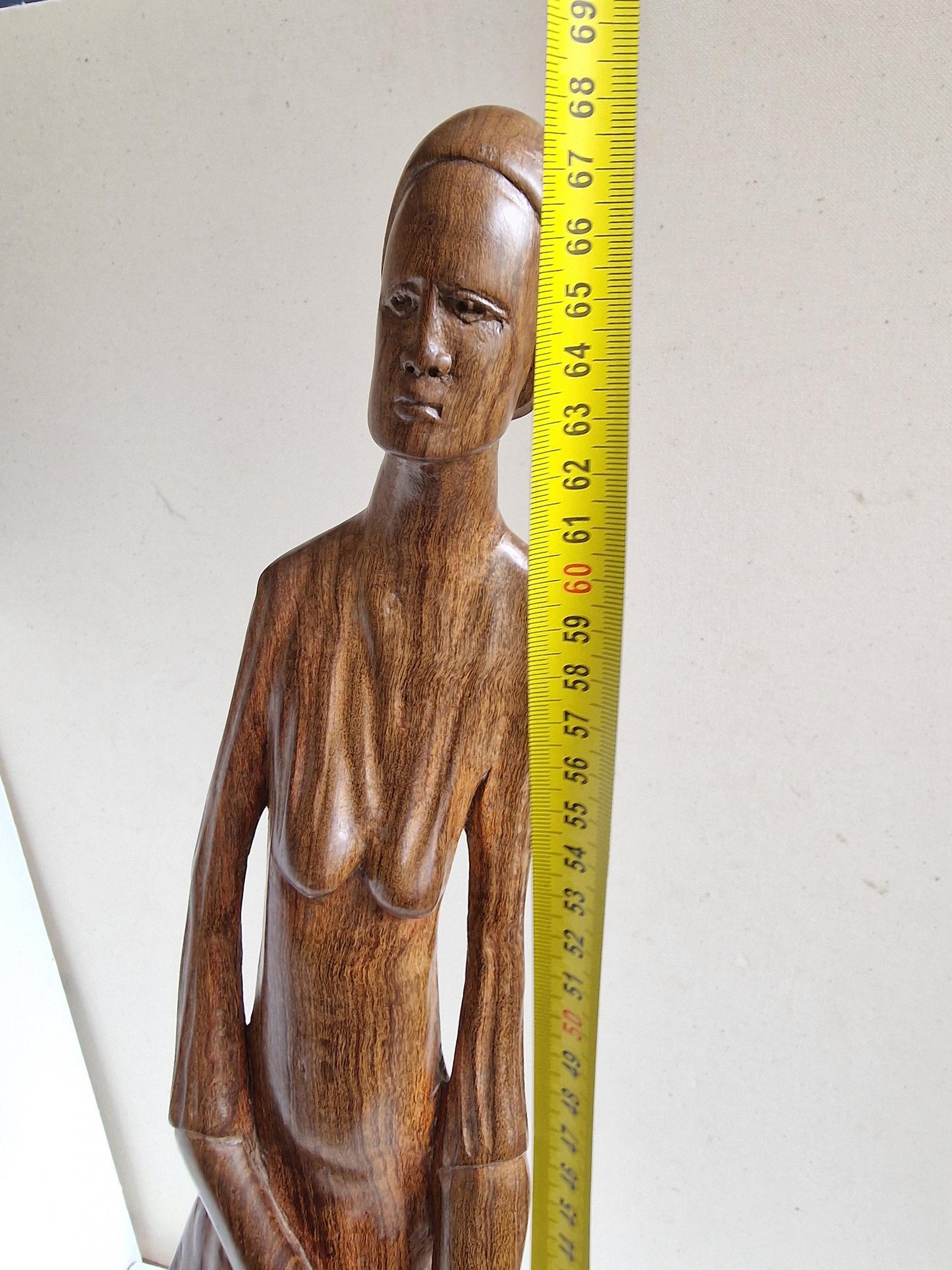 Signed Melodie nDimande Wood Carving – South African Figural Art (68cm XL Sculpture)