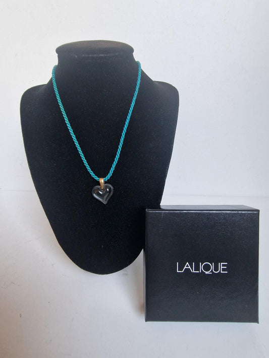 LALIQUE France crystal translucent kristallen necklace  with signed heart pendant designer ketting