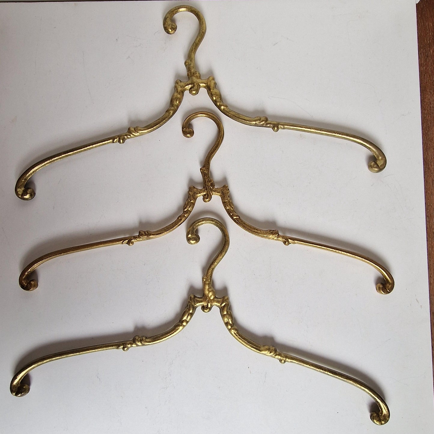 Antique Brass Clothes Hangers, Art Nouveau/Deco Style, Set of 3