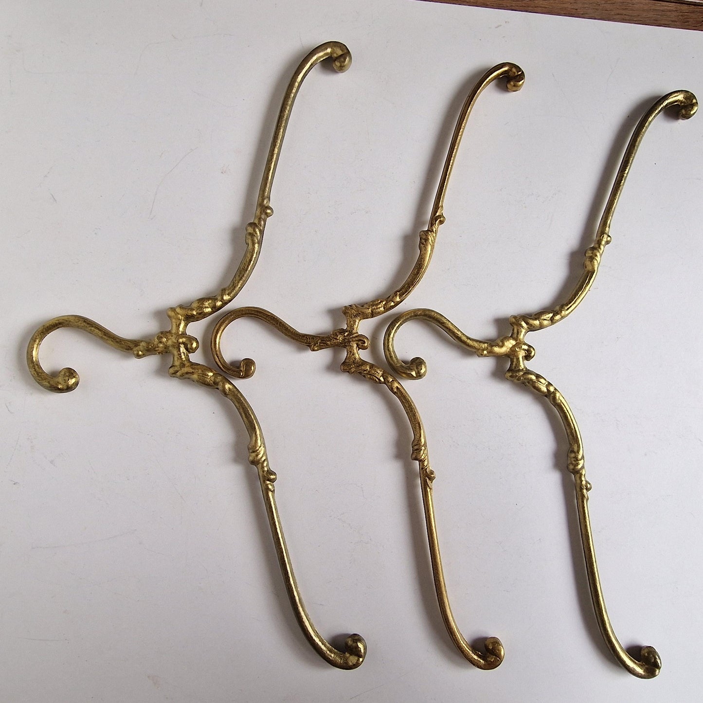 Antique Brass Clothes Hangers, Art Nouveau/Deco Style, Set of 3