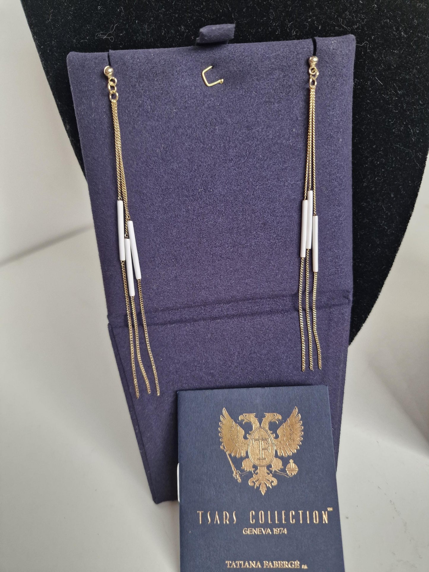 Fabergé Dangle Egg Earrings, 925 Silver 22K Gold Plated, Tsars Collection faberge