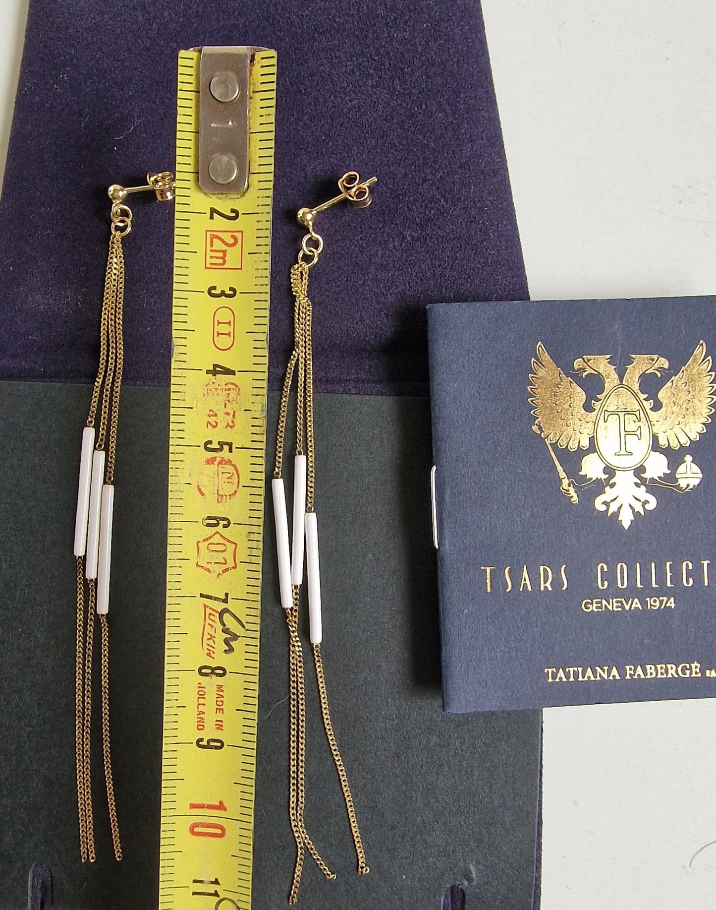 Fabergé Dangle Egg Earrings, 925 Silver 22K Gold Plated, Tsars Collection faberge