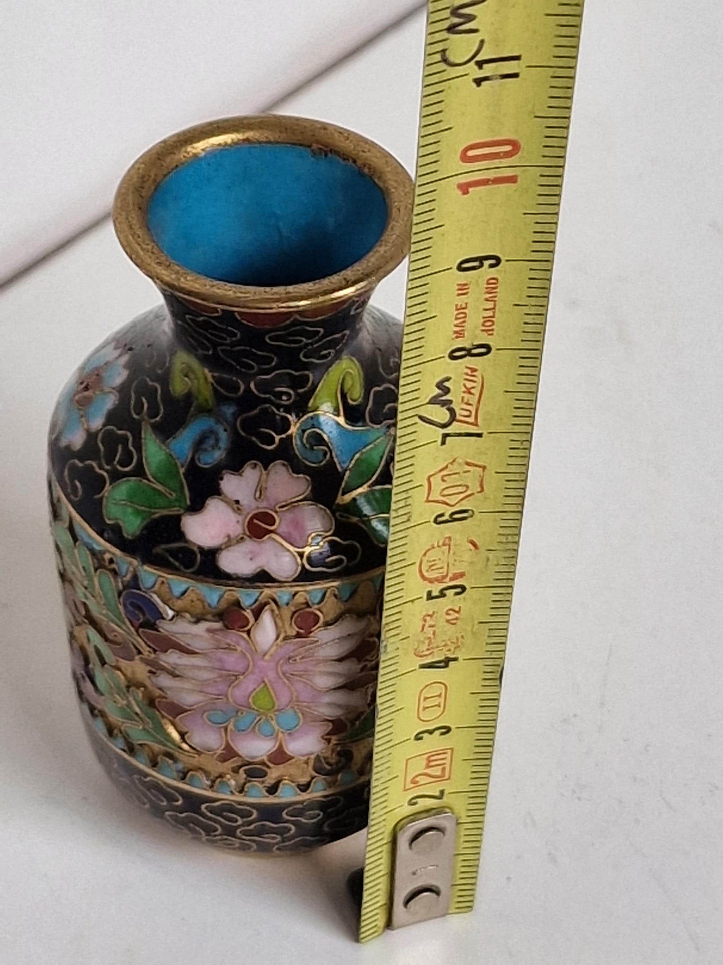 Antique Enamel Cloisonne Vases, Polychrome Floral Decor, Collectible Set of 3