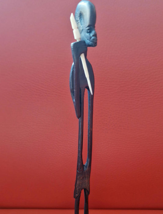 Vintage Bronze Goatherd Figurine, Ethiopian Folk Art