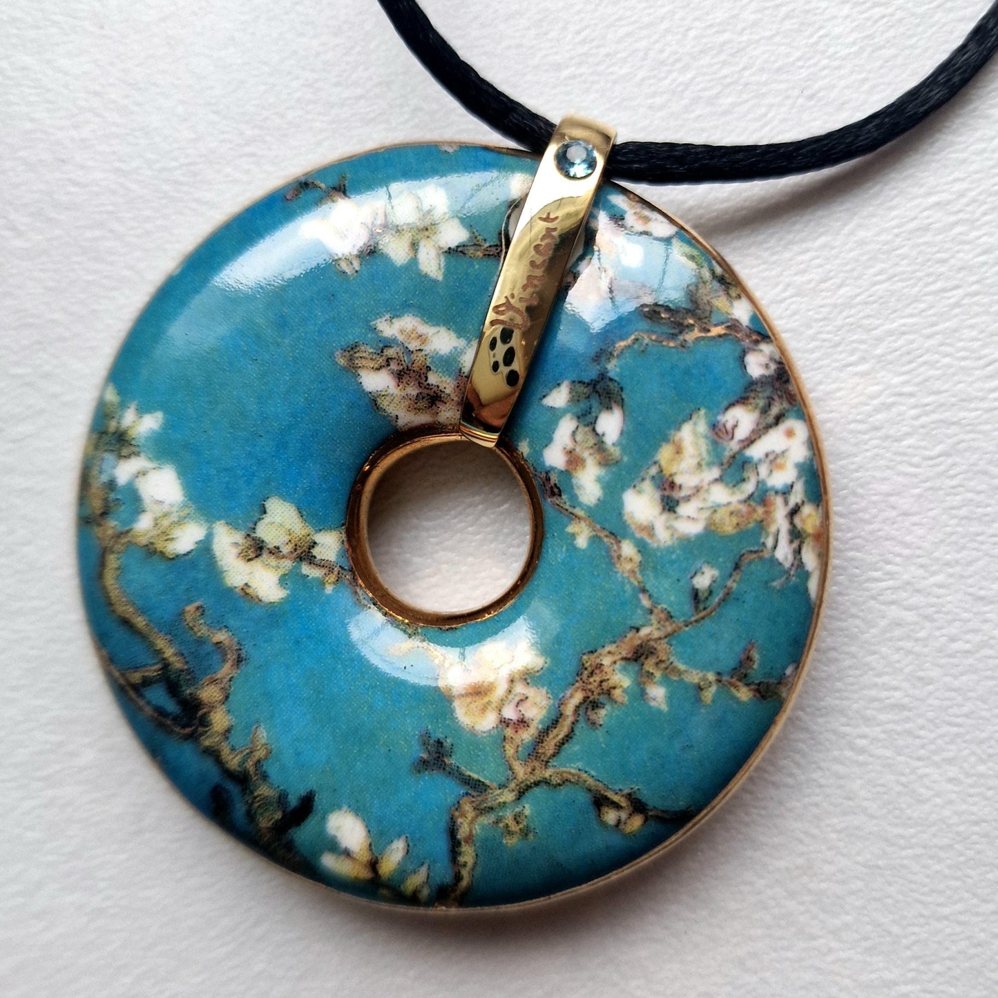 Goebel Vincent van Gogh Porcelain Pendant Necklace, Rhinestone Accent
