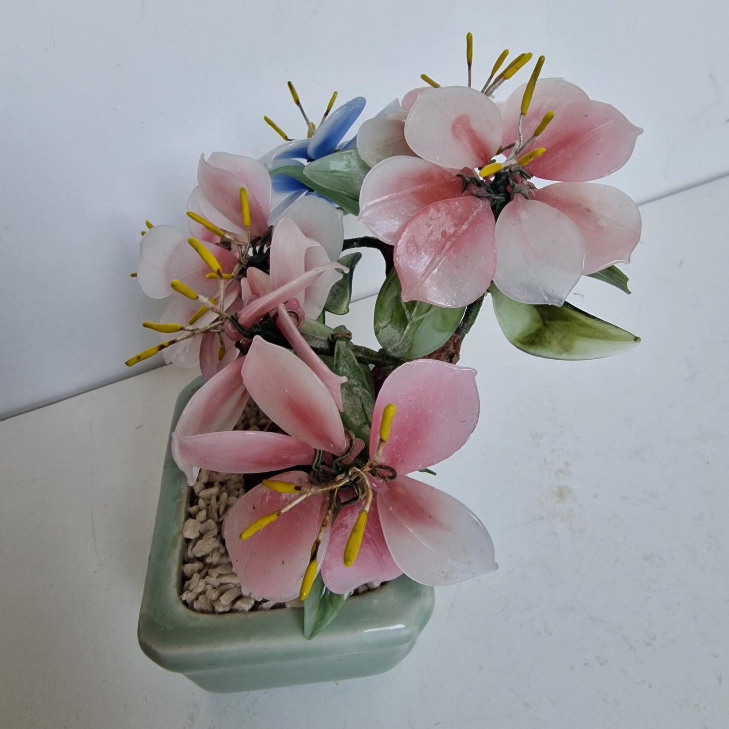 Chinese midcentury flower pot stone gem