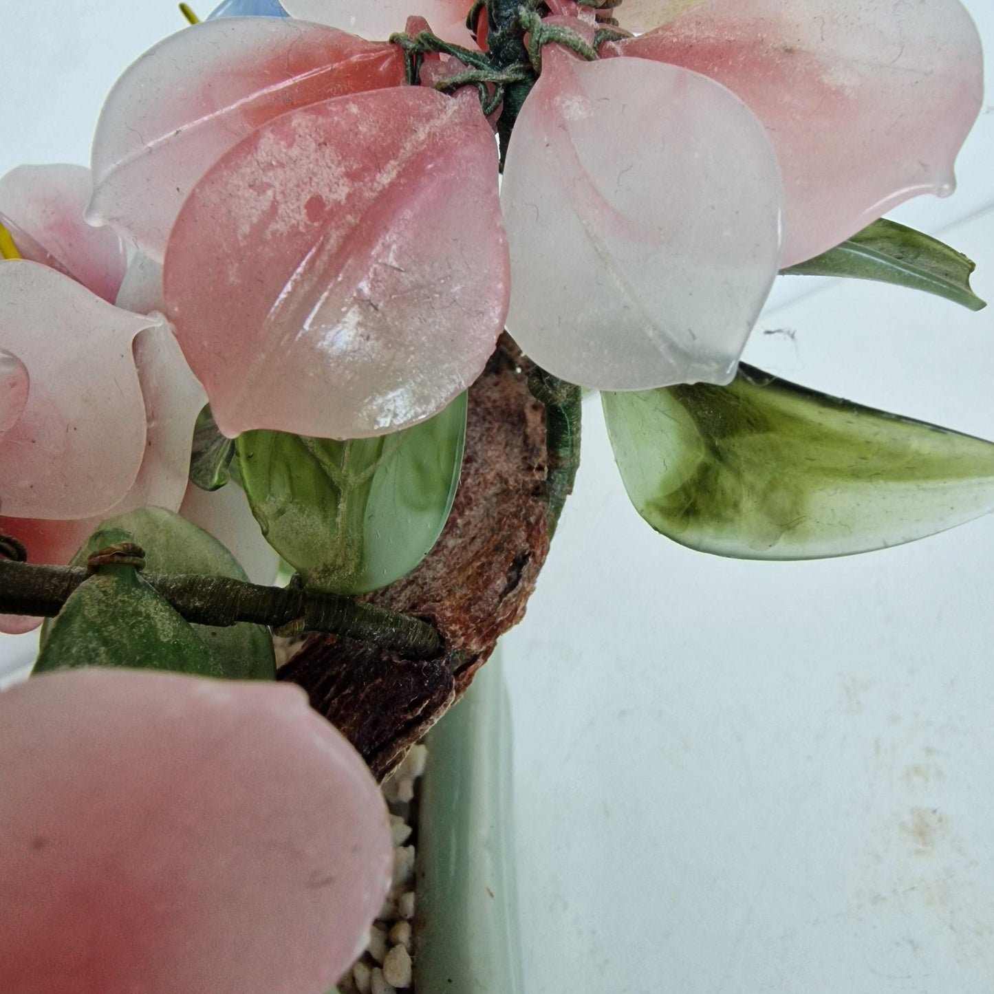 Chinese midcentury flower pot stone gem