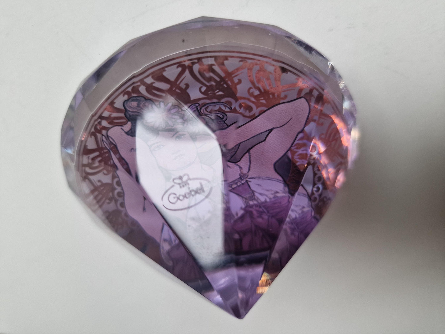 ALPHONSE MUCHA by Goebel, jugendstil Art, presse papier crystal kristal paperweight, boxed, paper