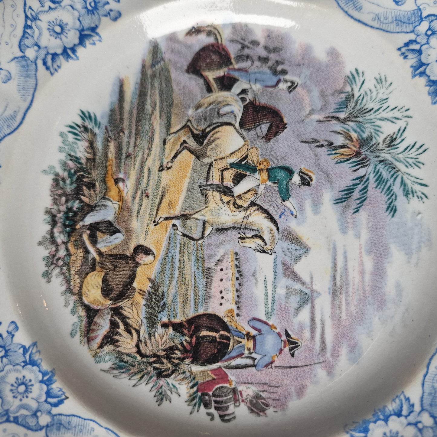 Antique Napoleon Petrus Regout Transferware Plates, Battlefield Scene