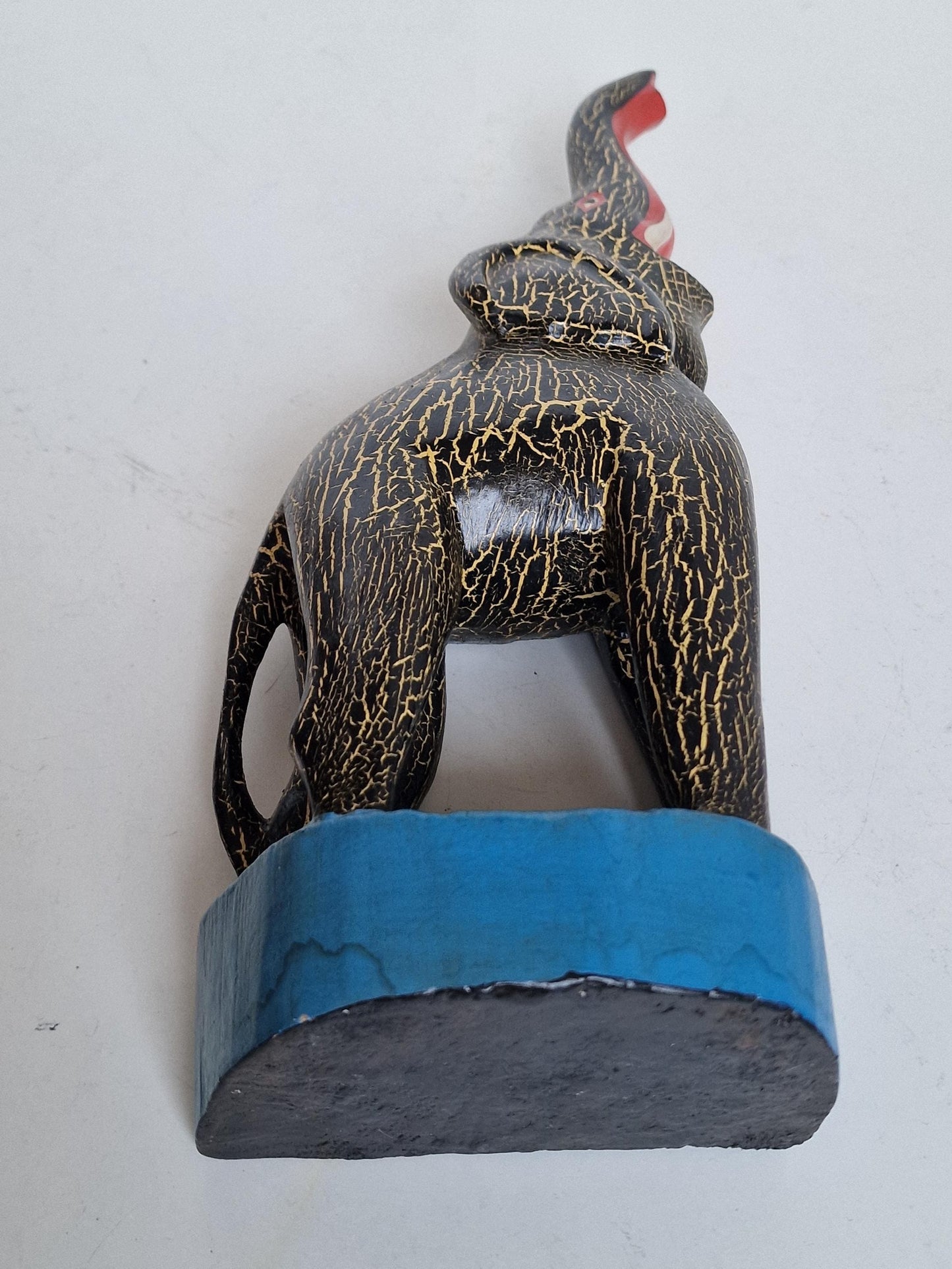 paper mache laughing elephant, funny vintage object figure, india