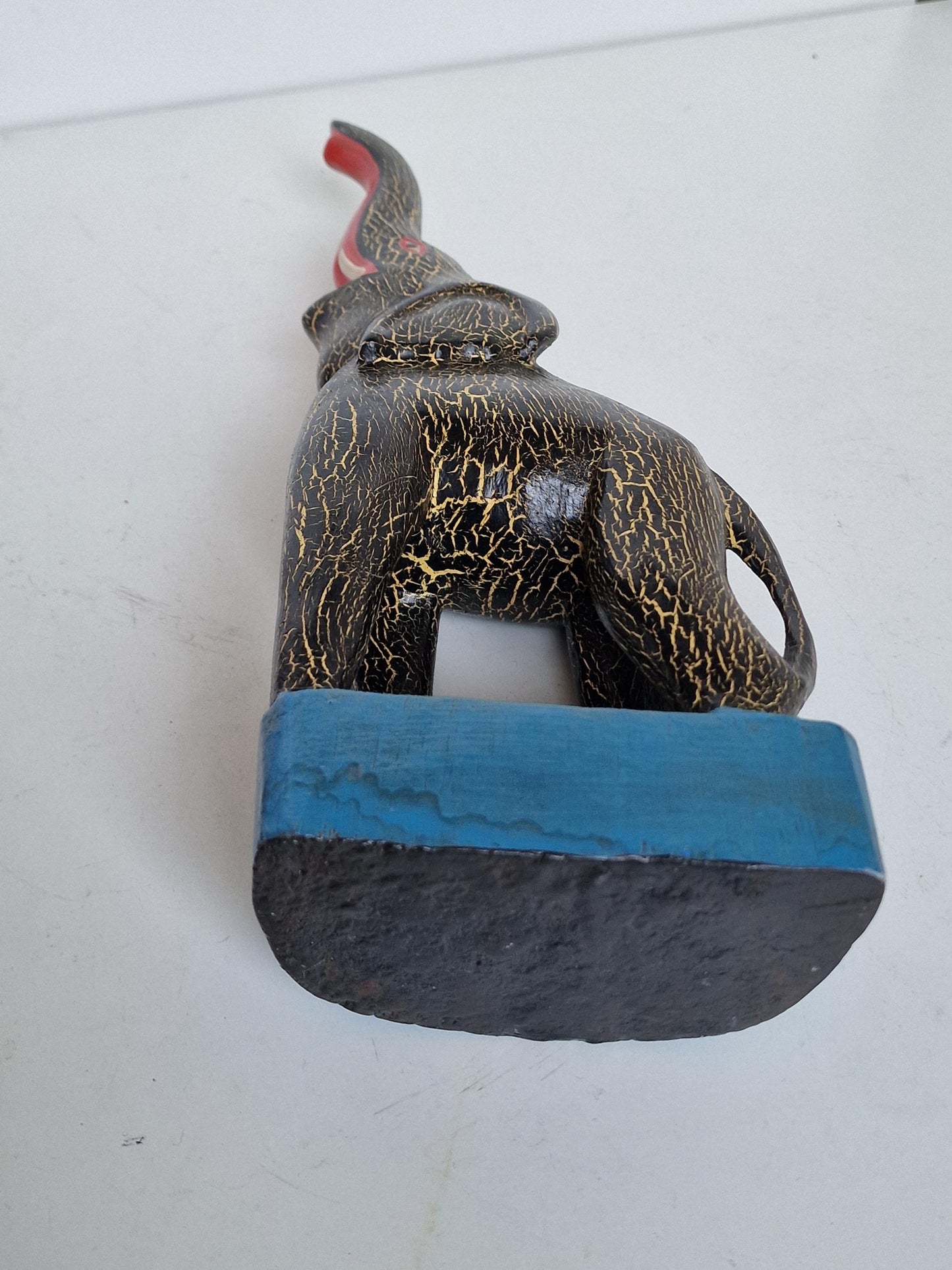 paper mache laughing elephant, funny vintage object figure, india
