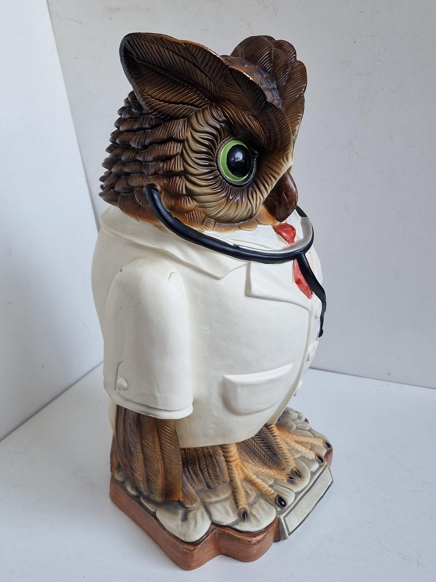 Vintage Ceramic Owl Piggy Bank - Doctor Gift, 46cm