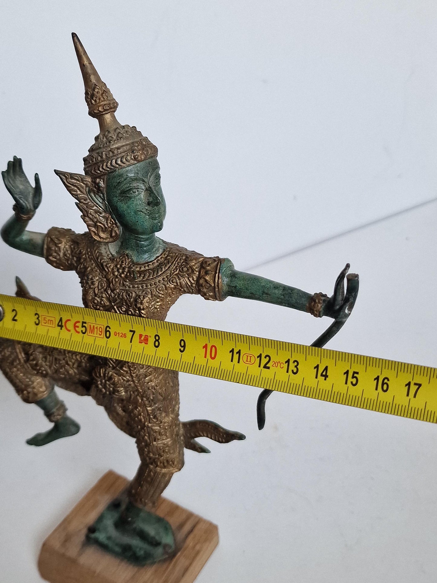 Thai Bronze Deity Figurine, Antique Temple Dancer Statue