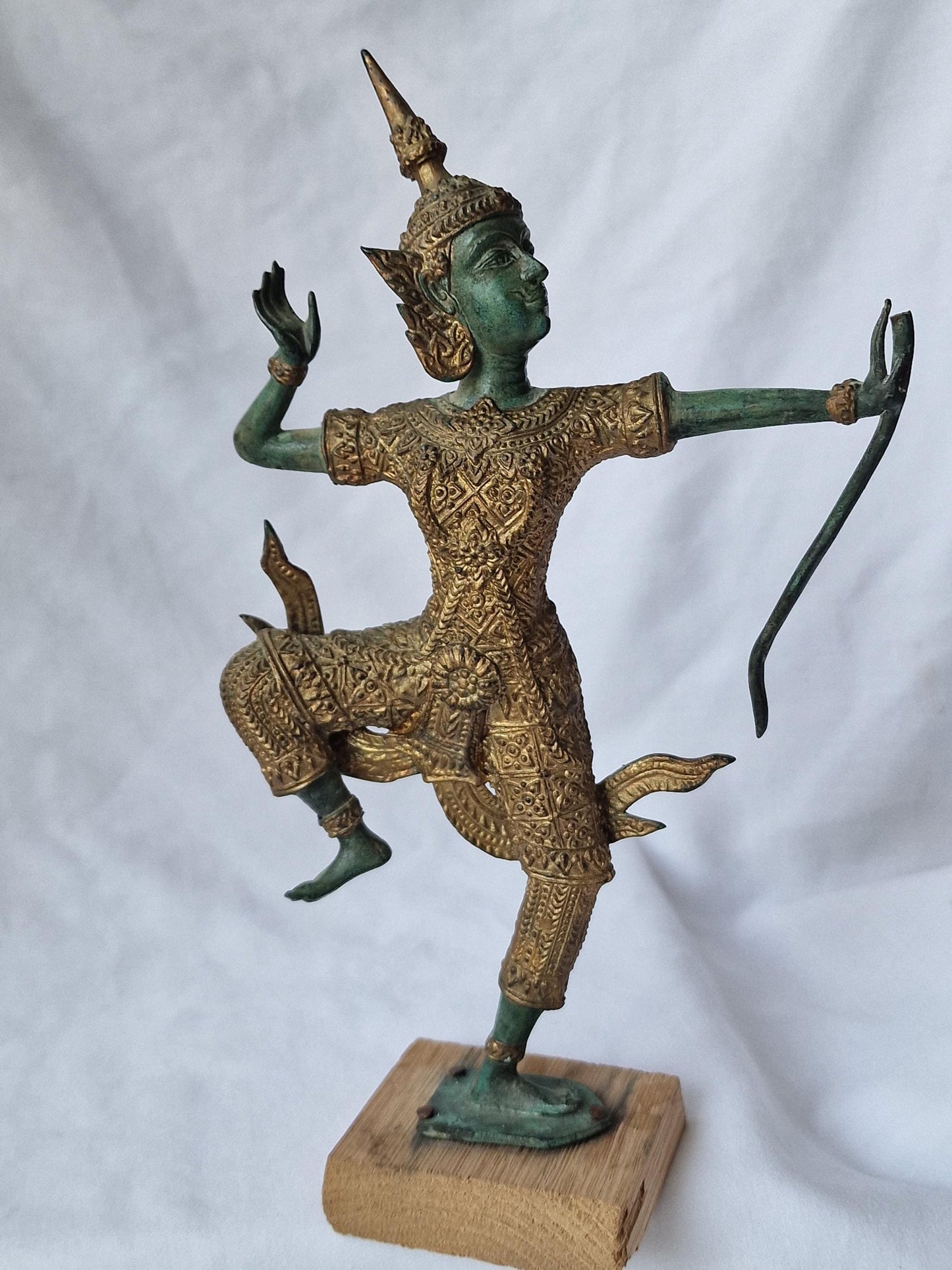 Thai Bronze Deity Figurine, Antique Temple Dancer Statue