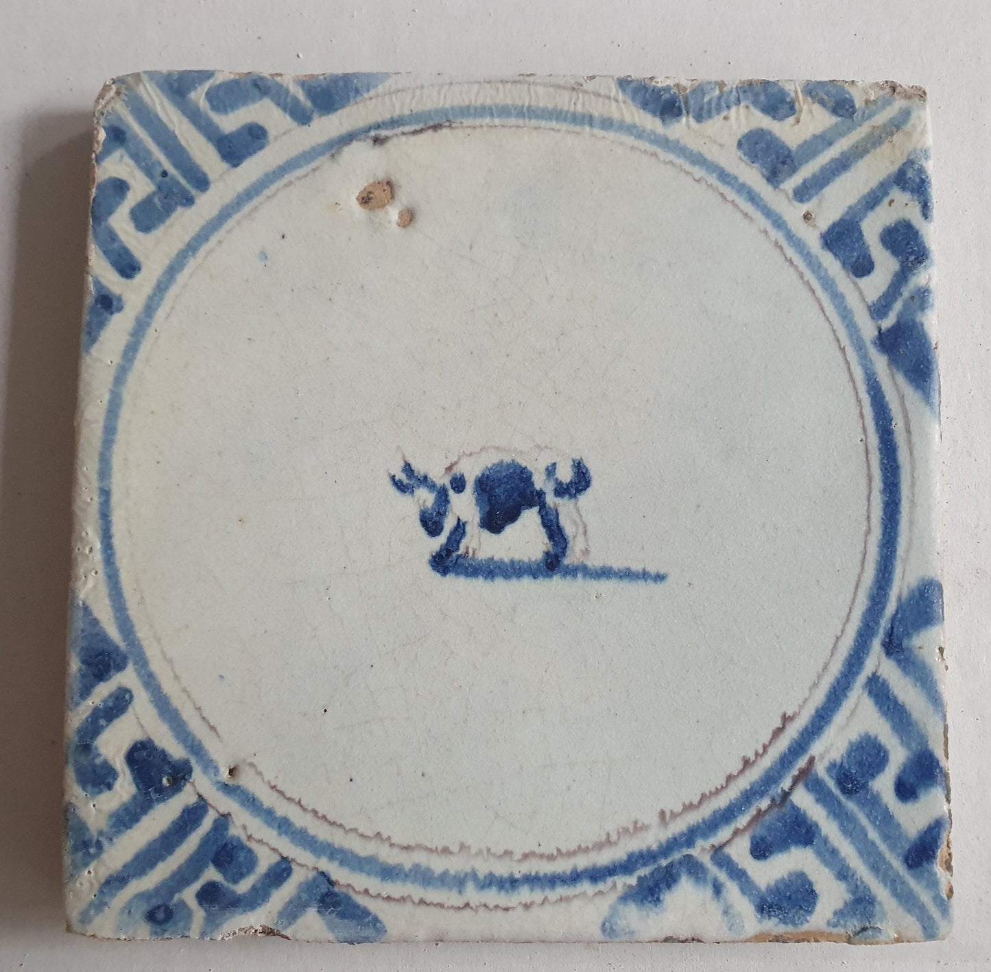 Antique Dutch Tile – Bull, Wan-Li Motif, Circa 1625