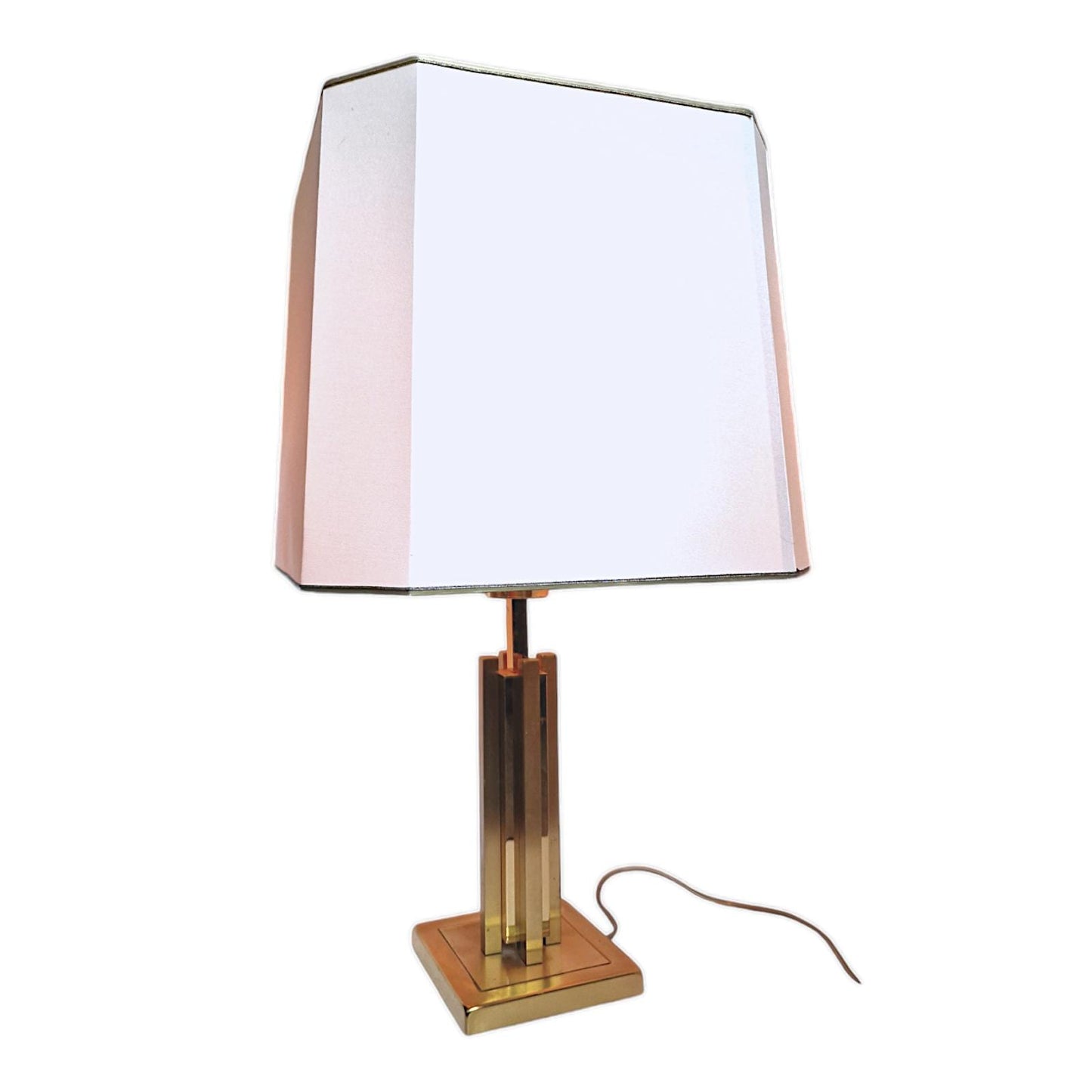 80s Brass Skyscraper Table Lamp, Hollywood Regency Style