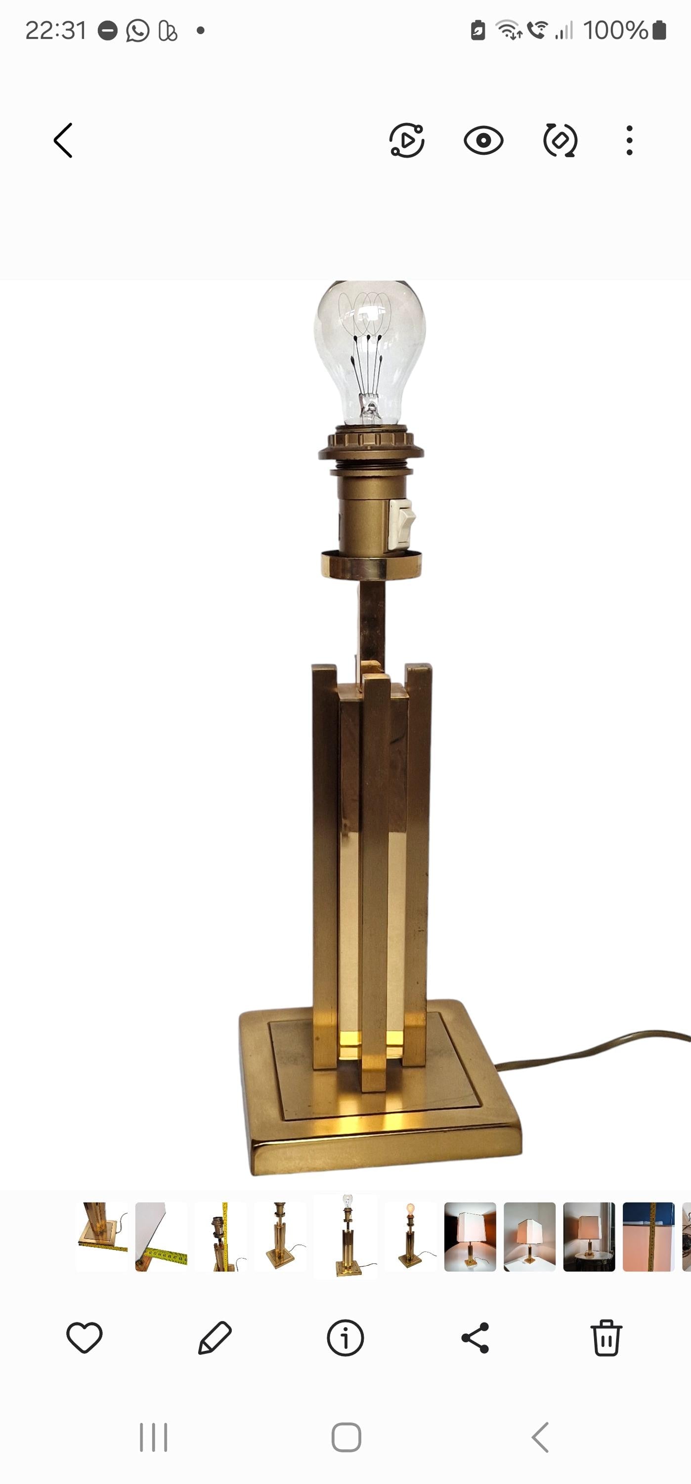 80s Brass Skyscraper Table Lamp, Hollywood Regency Style