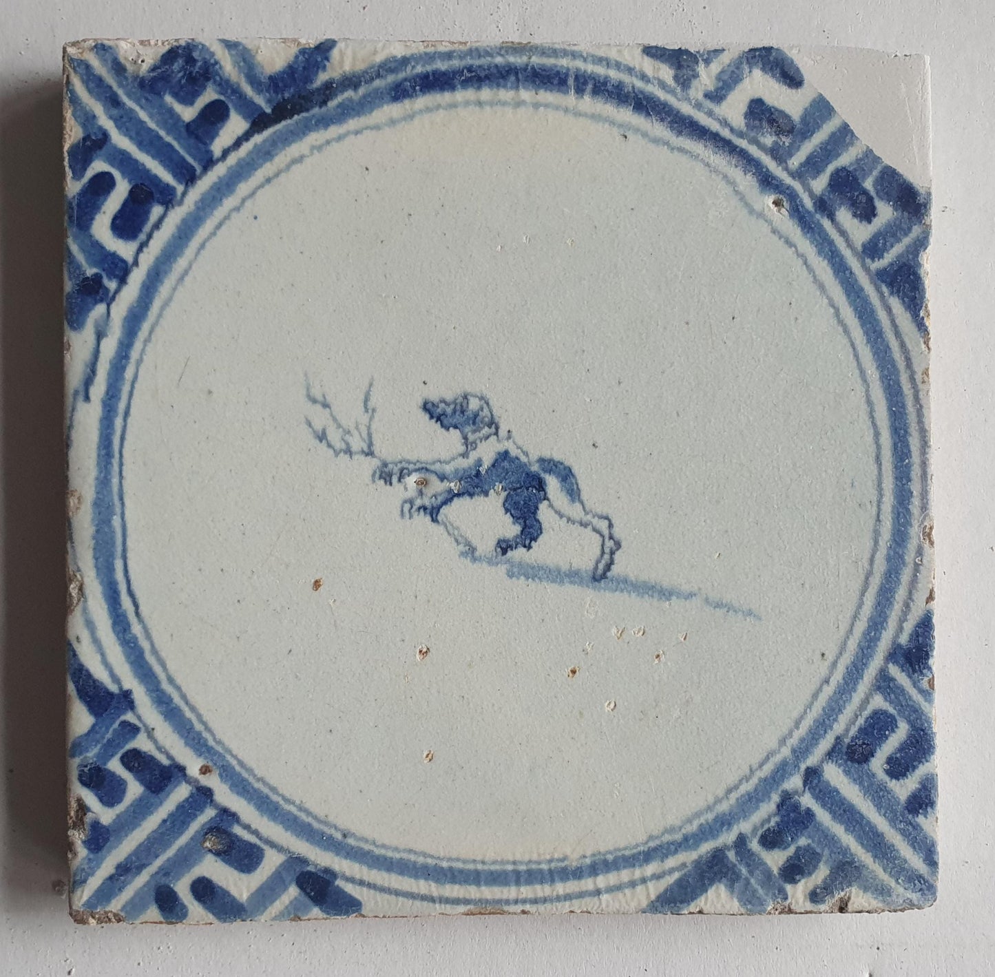 Antique Dutch Delft Tile – Monkey Wan-Li, Circa 1625