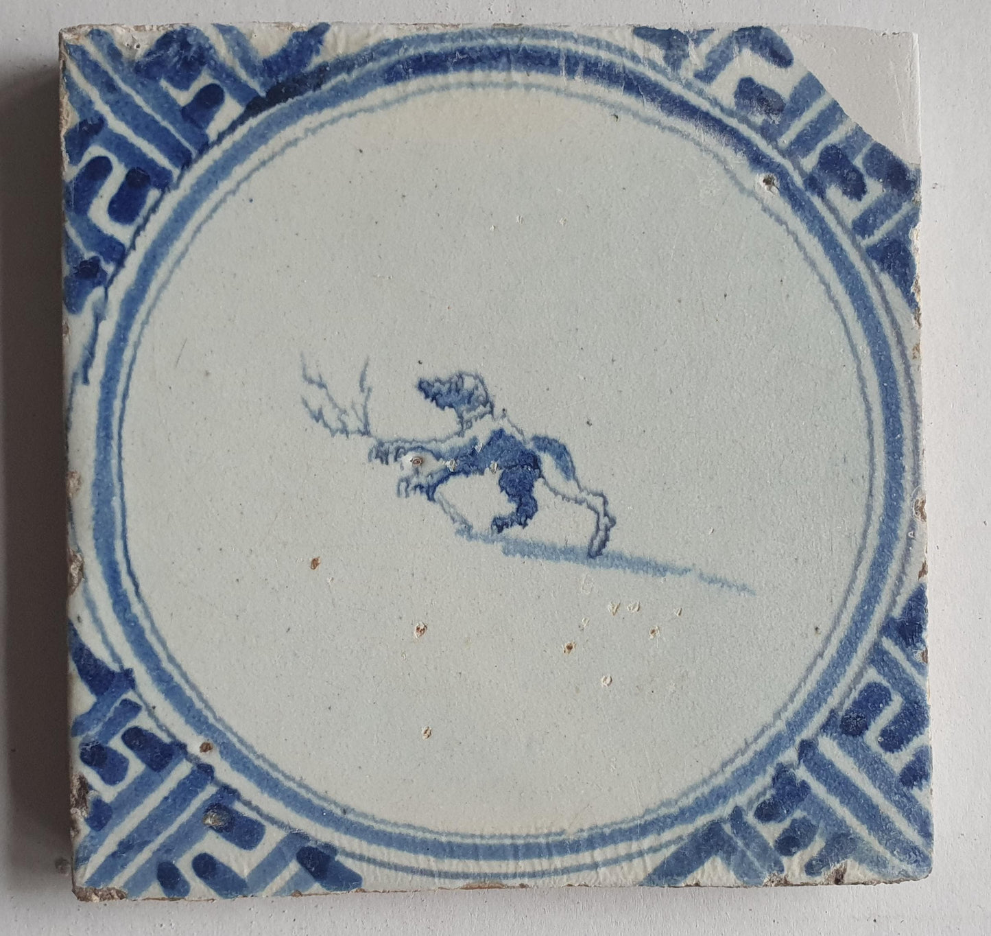Antique Dutch Delft Tile – Monkey Wan-Li, Circa 1625