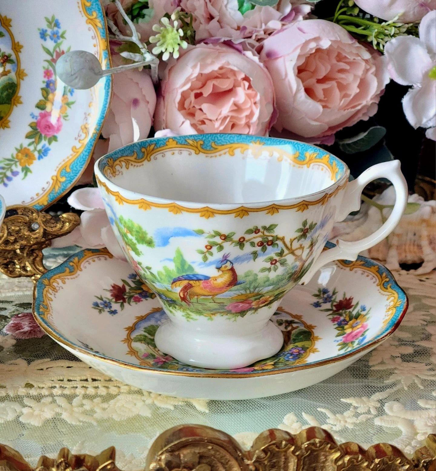 LARGE SERVICE Chelsea Bird Royal Albert 53 part large coffee tea porcelain luxe pheasant