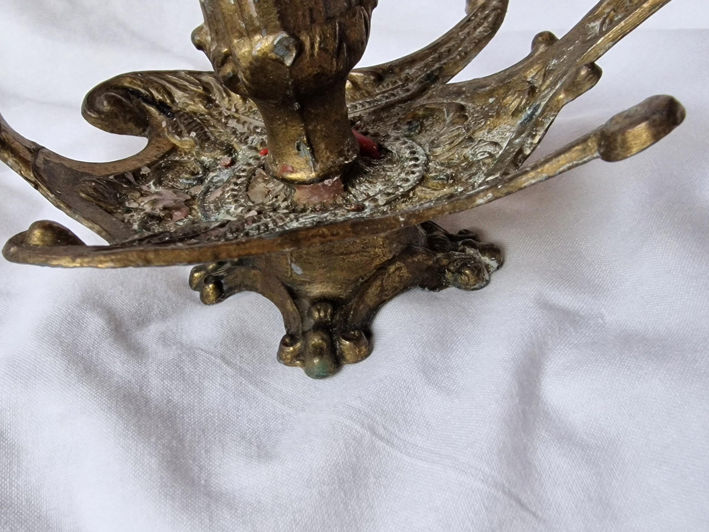 Antique Gilt Brass Candlestick Blaker, Victorian Bird Design