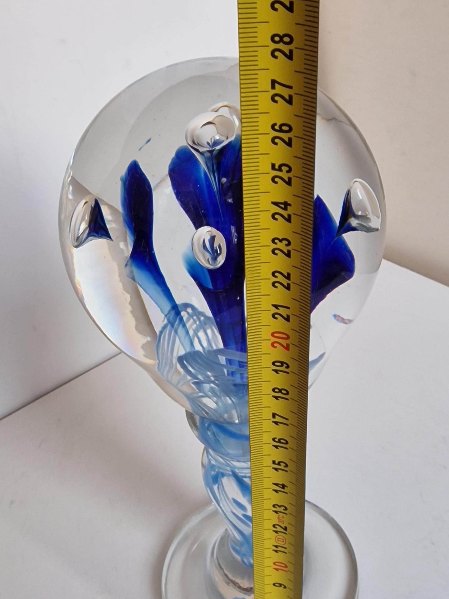 Pruikenbol leerdam antiek glas dikwandige zware object glass wig wigstand wigsphere