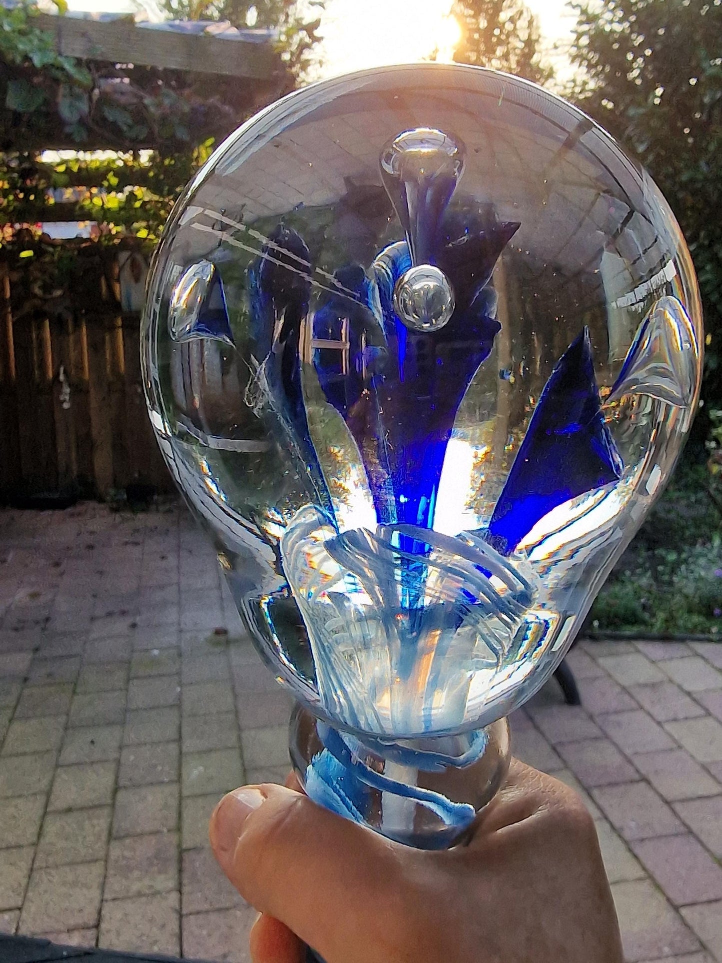 Pruikenbol leerdam antiek glas dikwandige zware object glass wig wigstand wigsphere