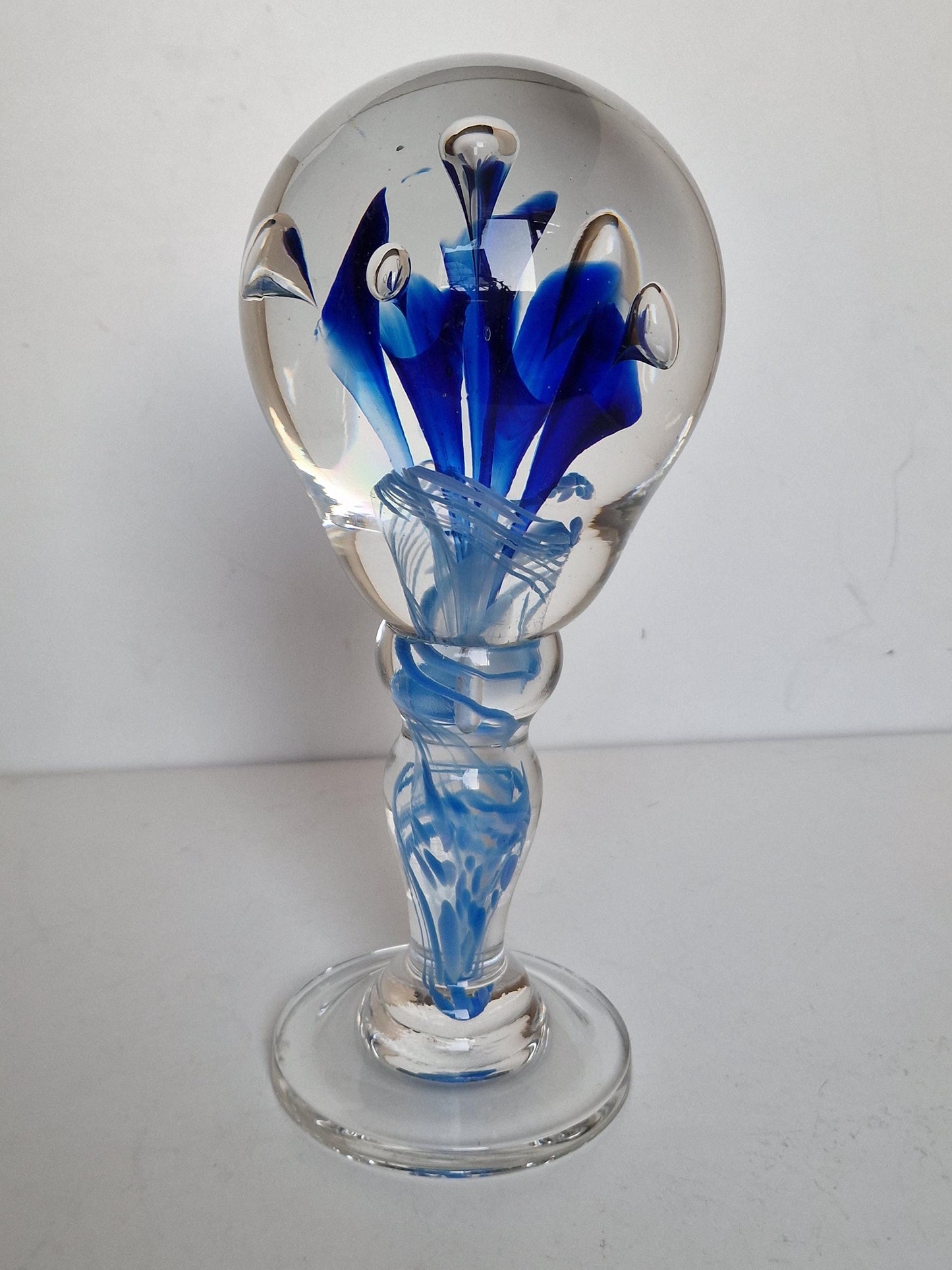 Pruikenbol leerdam antiek glas dikwandige zware object glass wig wigstand wigsphere
