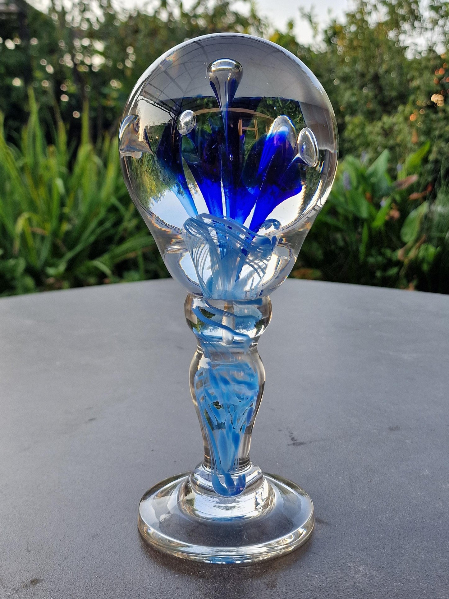 Pruikenbol leerdam antiek glas dikwandige zware object glass wig wigstand wigsphere