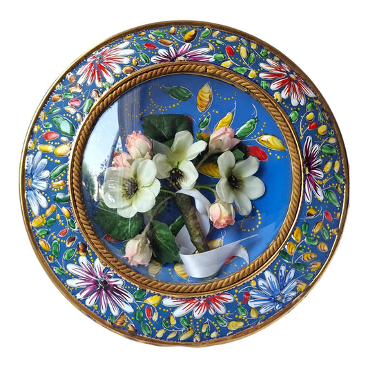 Vintage Hubert Bequet Flower Wall Ornament, Handpainted Midcentury Decor