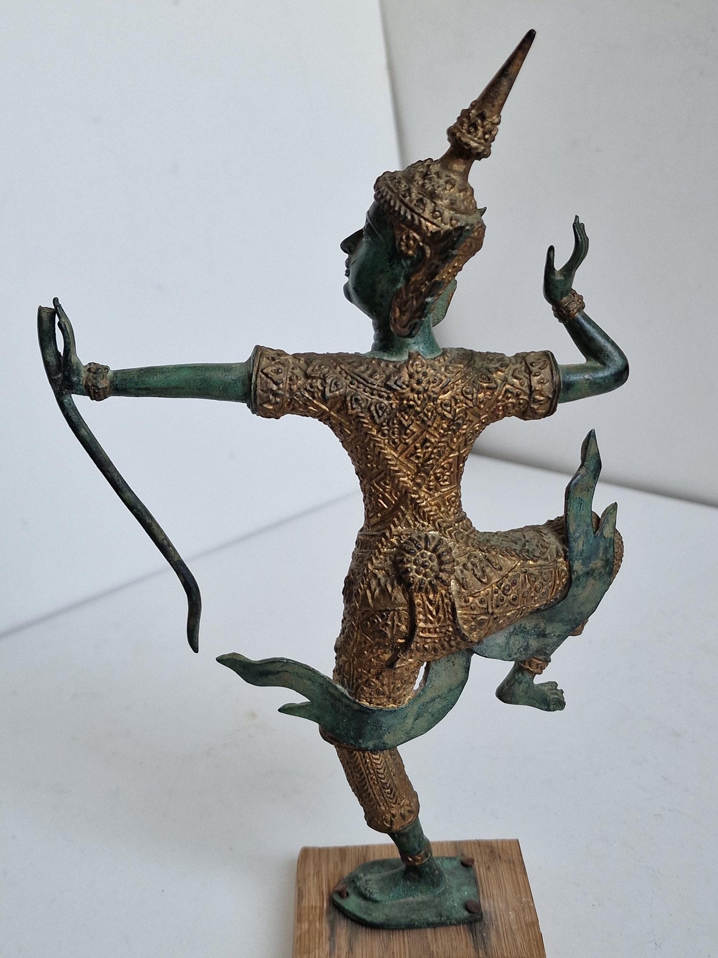 Thai Bronze Deity Figurine, Antique Temple Dancer Statue